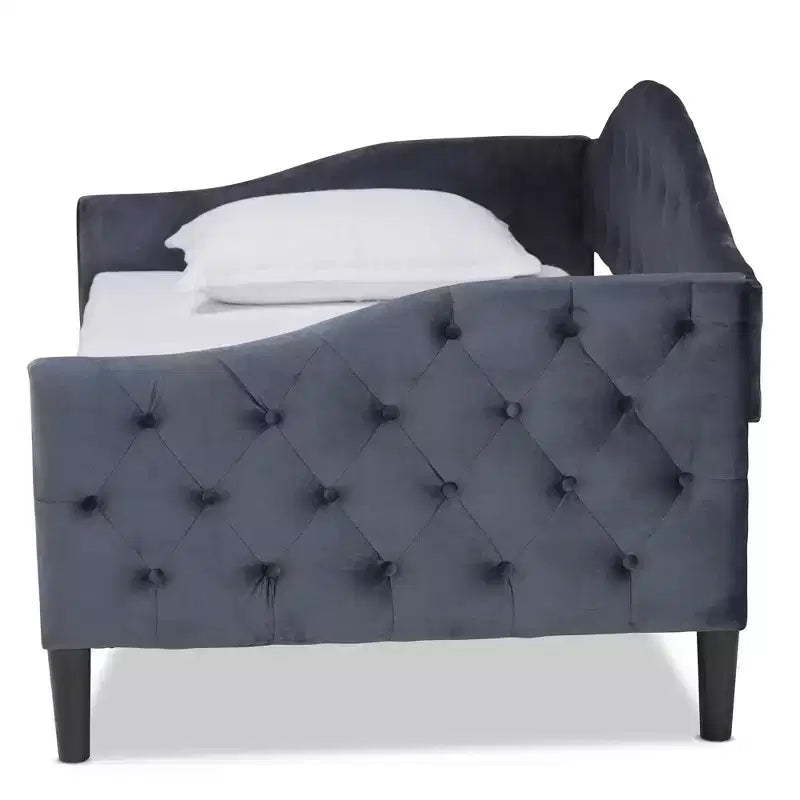 Benjamin Velvet Fabric Upholstered and Wood Daybed - Baxton Studio