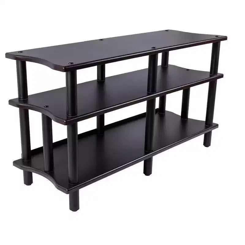 Monolith Double-Wide 3-Tier AV Stand Espresso 300LBS Weight Capacity Per Shelf Organize and Display AV Components Home Theater or Entertainment System
