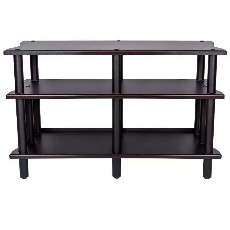 Monolith Double-Wide 3-Tier AV Stand Espresso 300LBS Weight Capacity Per Shelf Organize and Display AV Components Home Theater or Entertainment System