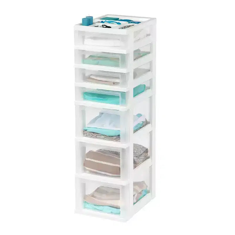 IRIS USA 7 Drawers Plastic Storage rolling Cart with drawer, White