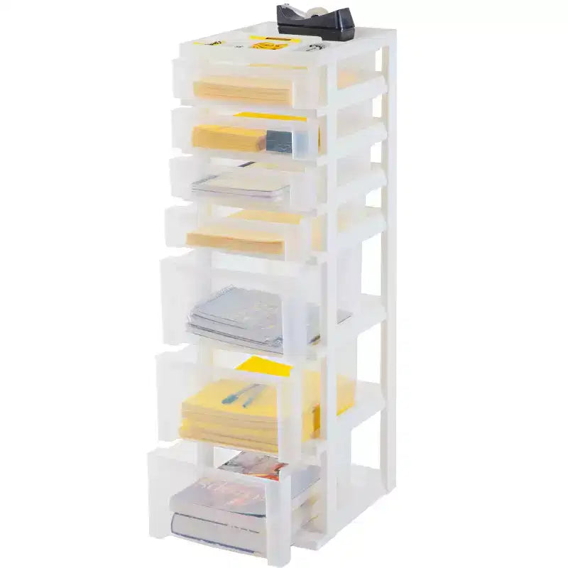 IRIS USA 7 Drawers Plastic Storage rolling Cart with drawer, White