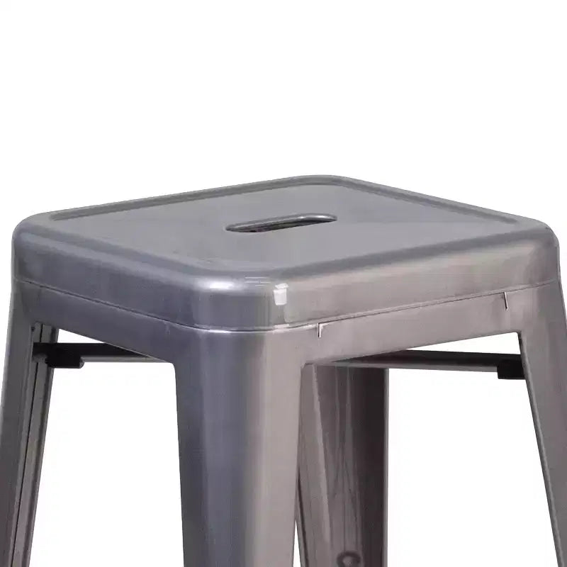 Merrick Lane 24 High Powder Coated Backless Metal Counter Stool with Clear Coat Finish and Plastic Floor Glides for Indoor Use