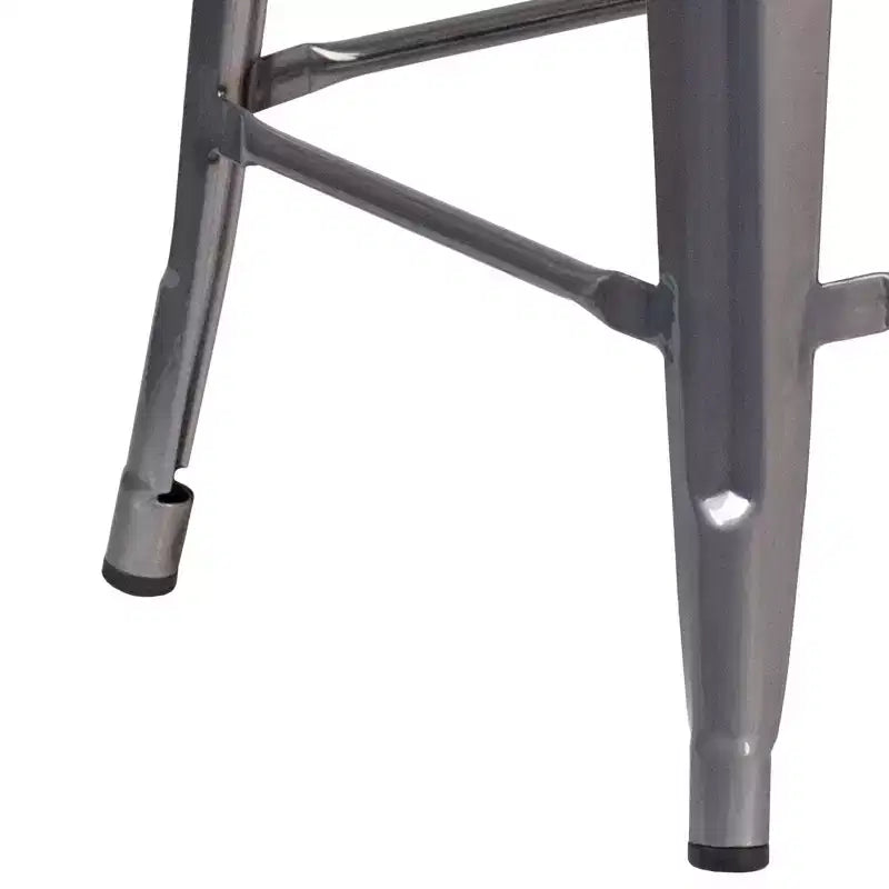 Merrick Lane 24 High Powder Coated Backless Metal Counter Stool with Clear Coat Finish and Plastic Floor Glides for Indoor Use