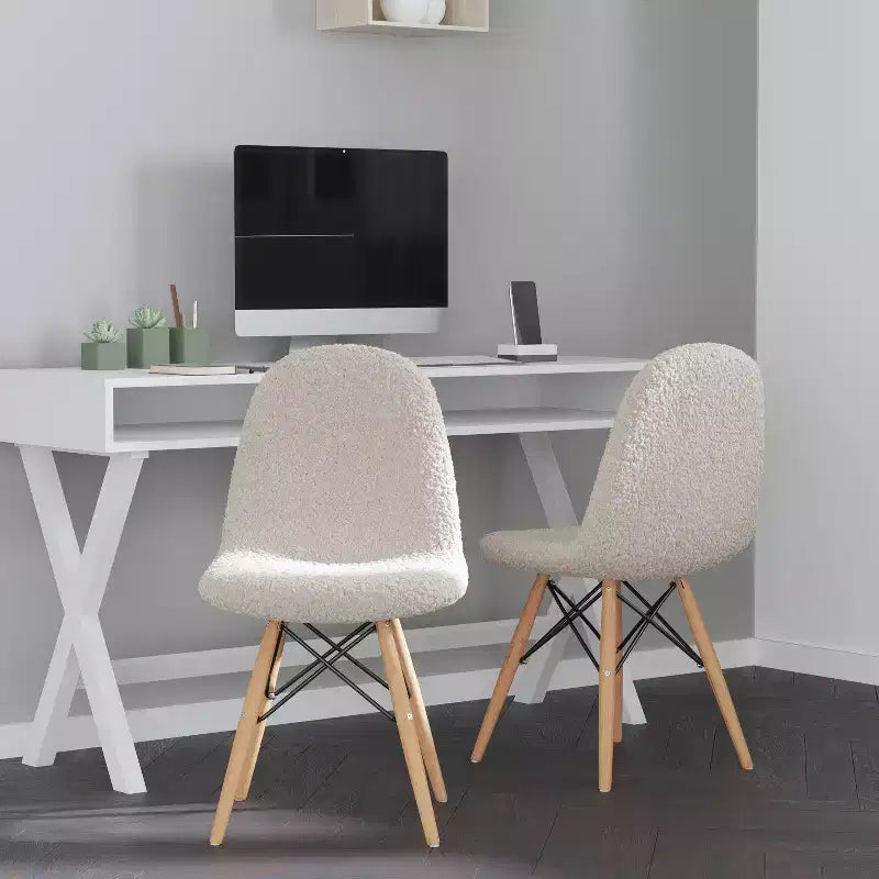 Merrick Lane Set of 2 Lyon Faux Shearling Accent Chairs, Modern Accent Chair For Bedroom, Entryway, and Living Room