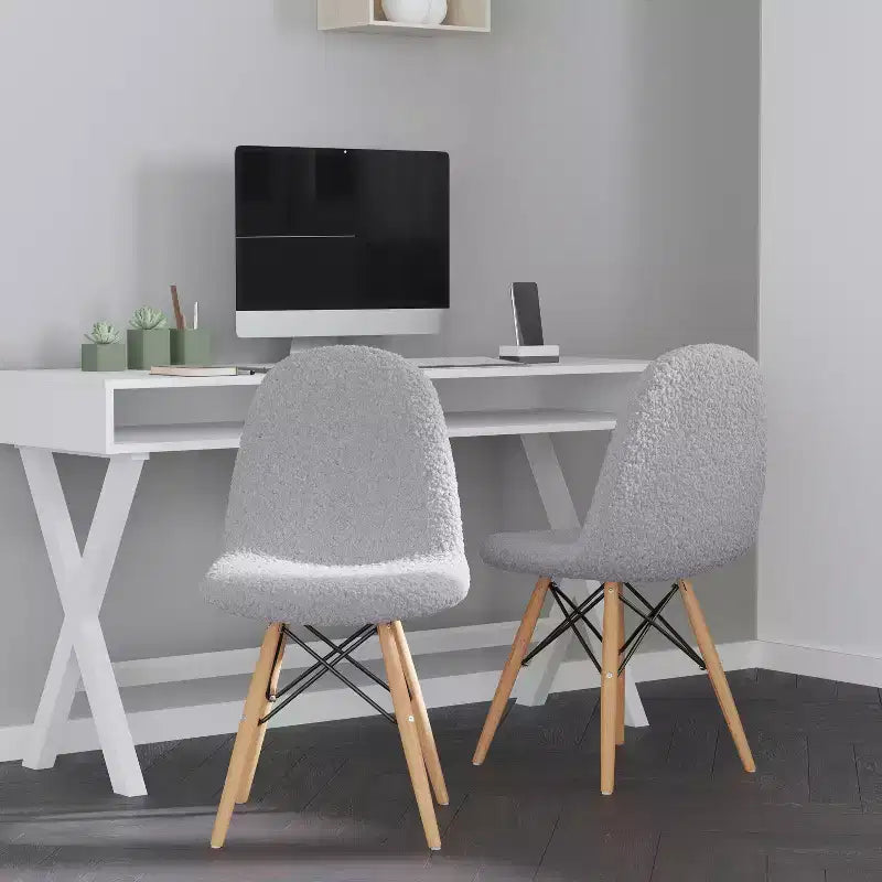 Merrick Lane Set of 2 Lyon Faux Shearling Accent Chairs, Modern Accent Chair For Bedroom, Entryway, and Living Room