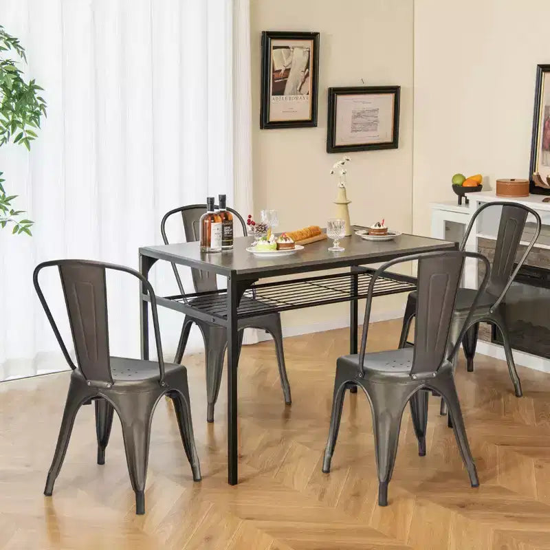Costway 18 High Back Bar Stools Set of 4 with Removable Backrest for Cafe Bar Black/Gun Gray