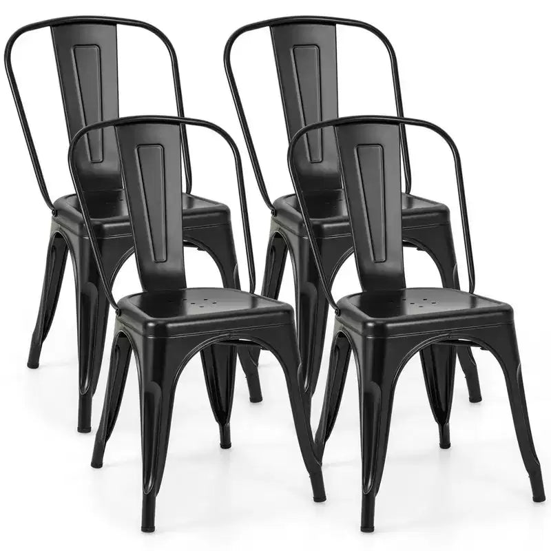Costway 18 High Back Bar Stools Set of 4 with Removable Backrest for Cafe Bar Black/Gun Gray