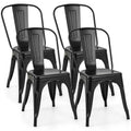 Costway 18 High Back Bar Stools Set of 4 with Removable Backrest for Cafe Bar Black/Gun Gray
