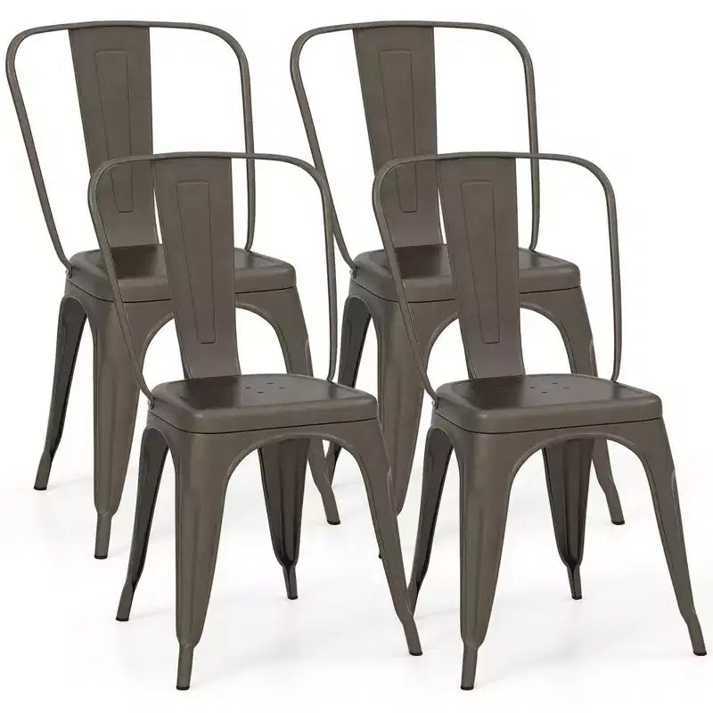 Tabourets de bar hauts Costway 18, lot de 4 avec dossier amovible pour café bar Noir/Gris fusil