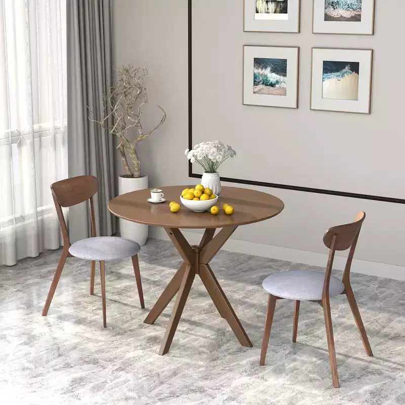 Costway 3 PCS Dining Table Set Modern Round Kitchen Table and Chairs Set for Dining Room