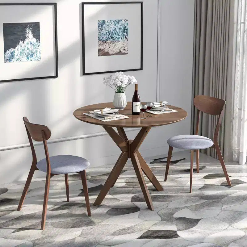 Costway 3 PCS Dining Table Set Modern Round Kitchen Table and Chairs Set for Dining Room