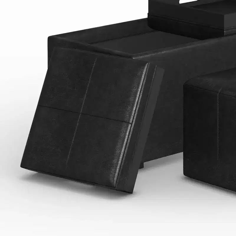 5pc Franklin Storage Ottoman and benches Distressed - WyndenHall