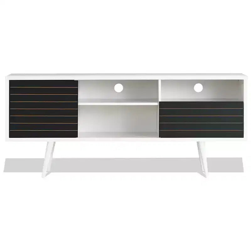 Costway Modern TV Stand/Console Cabinet 3 Shelves Storage Drawer Splayed Leg Black/White