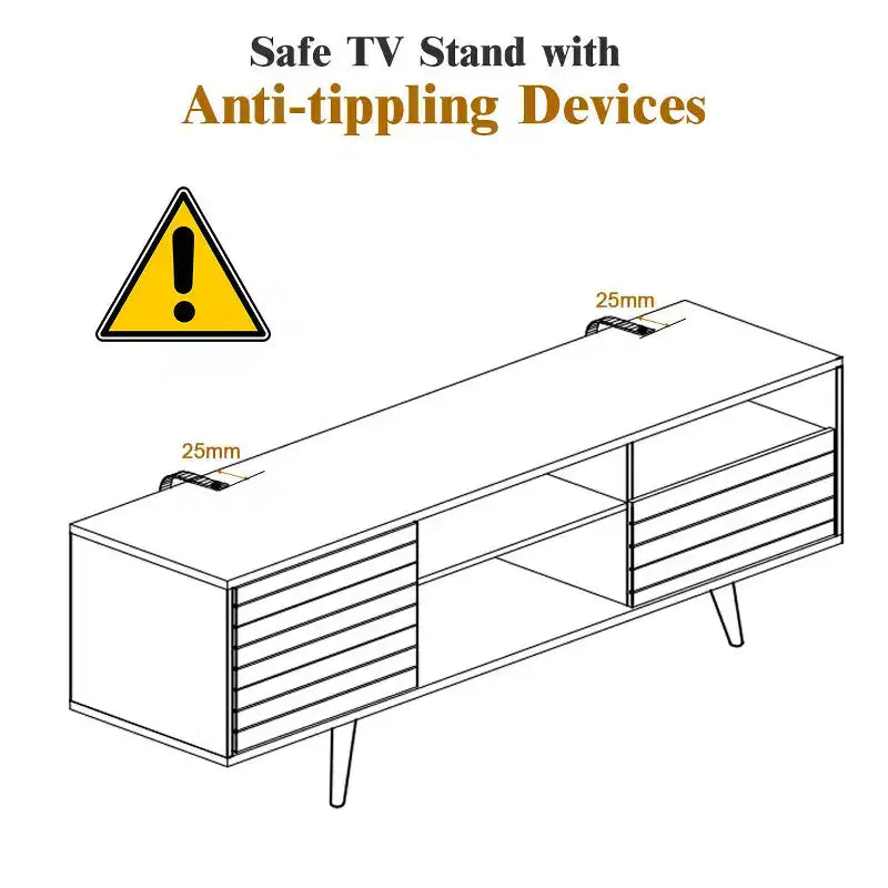 Costway Modern TV Stand/Console Cabinet 3 Shelves Storage Drawer Splayed Leg Black/White