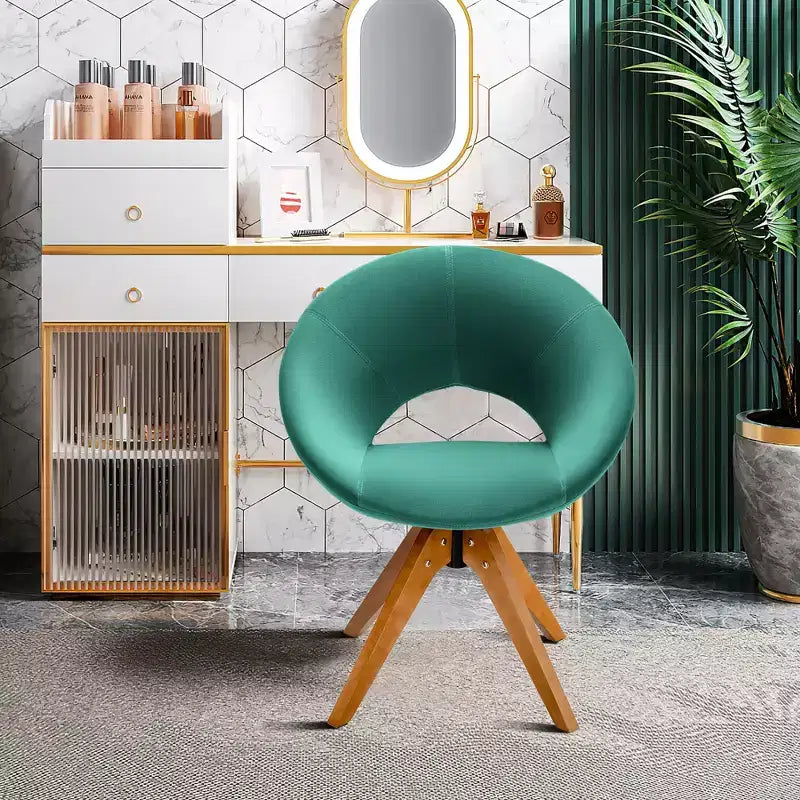 Costway Mid Century Modern Swivel Accent Chair Fabric Armchair Velvet Living Room Pink\Blue\Green\Grey
