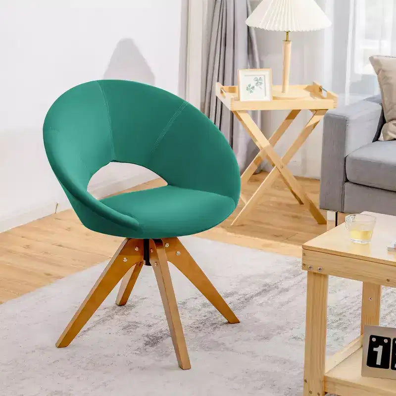 Costway Mid Century Modern Swivel Accent Chair Fabric Armchair Velvet Living Room Pink\Blue\Green\Grey