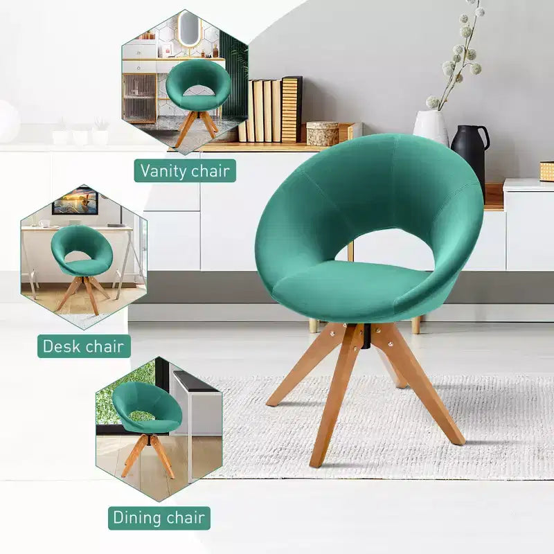 Costway Mid Century Modern Swivel Accent Chair Fabric Armchair Velvet Living Room Pink\Blue\Green\Grey