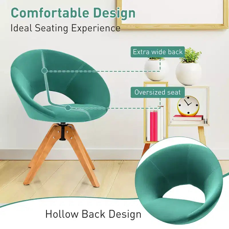 Costway Mid Century Modern Swivel Accent Chair Fabric Armchair Velvet Living Room Pink\Blue\Green\Grey