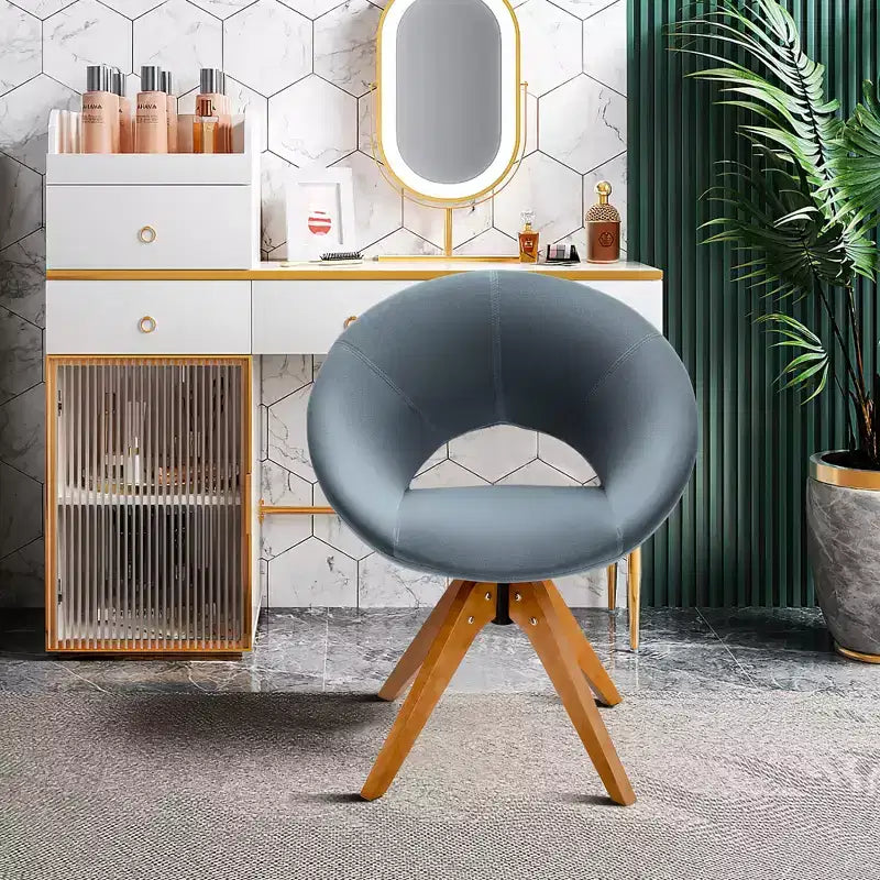 Costway Mid Century Modern Swivel Accent Chair Fabric Armchair Velvet Living Room Pink\Blue\Green\Grey