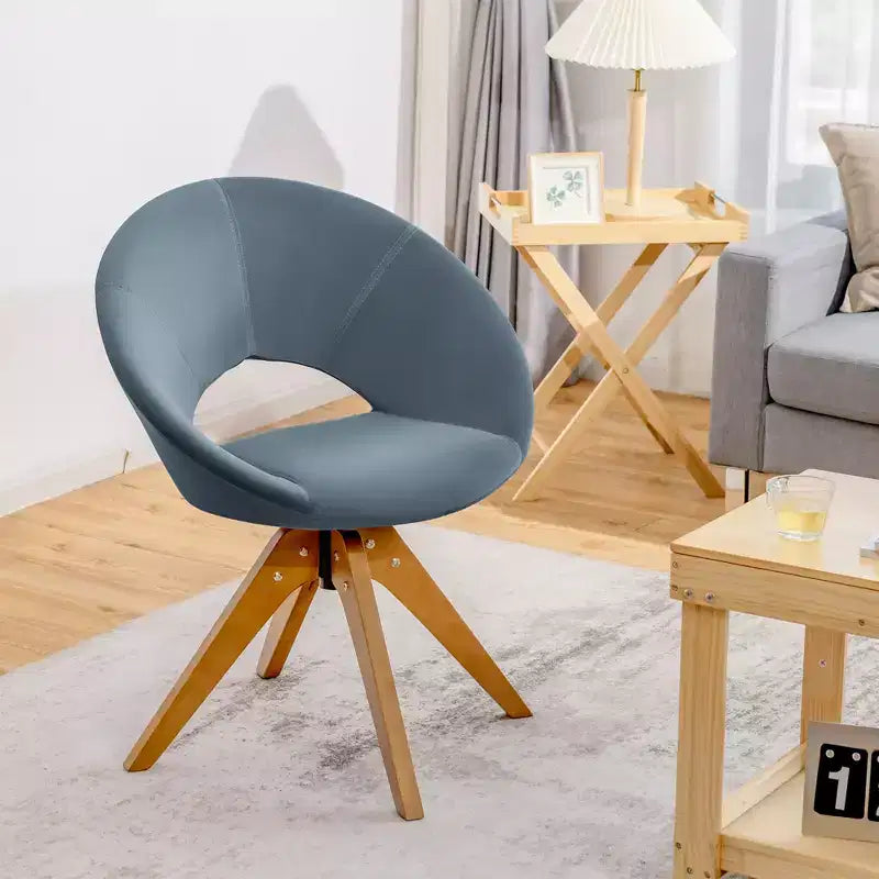 Costway Mid Century Modern Swivel Accent Chair Fabric Armchair Velvet Living Room Pink\Blue\Green\Grey
