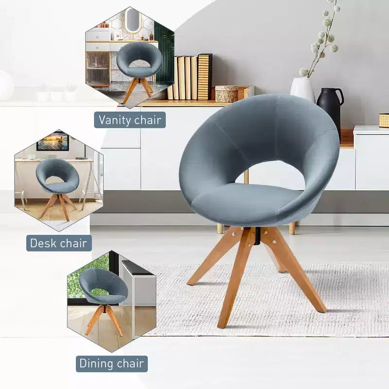 Costway Mid Century Modern Swivel Accent Chair Fabric Armchair Velvet Living Room Pink\Blue\Green\Grey