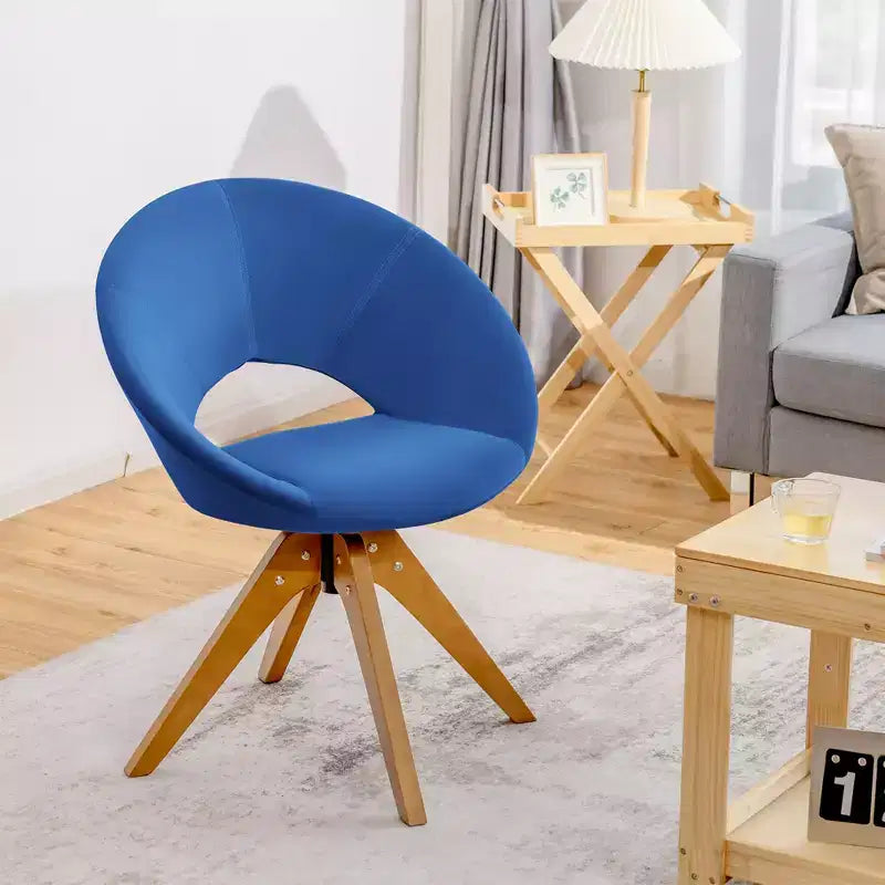 Costway Mid Century Modern Swivel Accent Chair Fabric Armchair Velvet Living Room Pink\Blue\Green\Grey