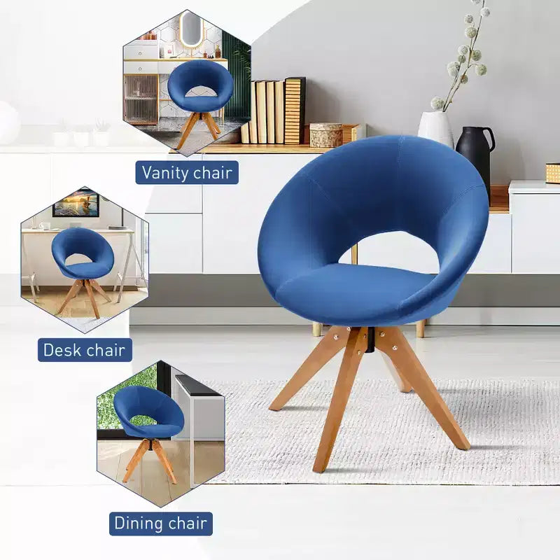 Costway Mid Century Modern Swivel Accent Chair Fabric Armchair Velvet Living Room Pink\Blue\Green\Grey