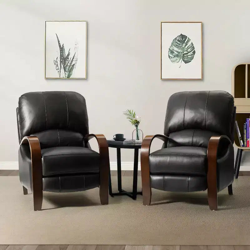Set of 2 Alexandra Genuine Leather Manual Recliner| ART OF LIVING DESIGNS