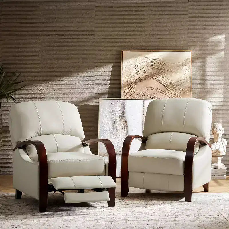 Set of 2 Alexandra Genuine Leather Manual Recliner| ART OF LIVING DESIGNS
