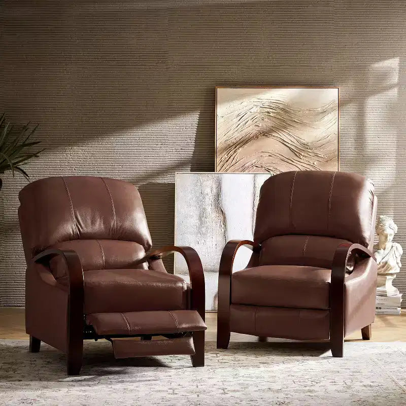 Set of 2 Alexandra Genuine Leather Manual Recliner| ART OF LIVING DESIGNS
