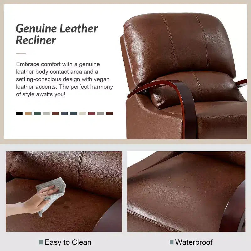 Set of 2 Alexandra Genuine Leather Manual Recliner| ART OF LIVING DESIGNS