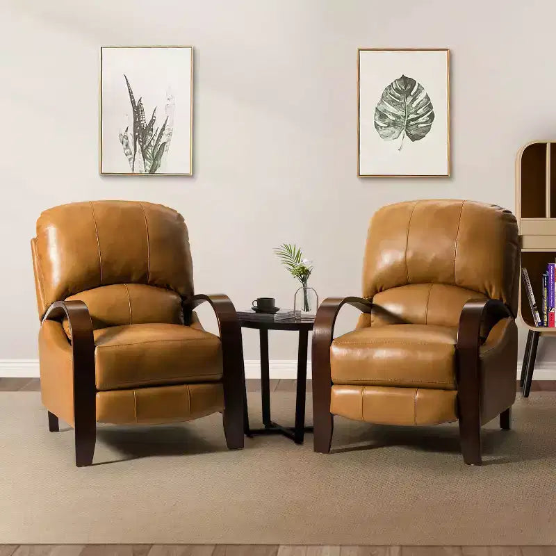 Set of 2 Alexandra Genuine Leather Manual Recliner| ART OF LIVING DESIGNS