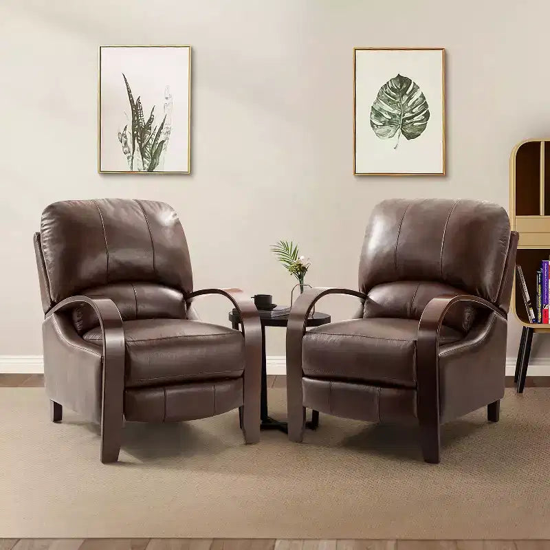 Set of 2 Alexandra Genuine Leather Manual Recliner| ART OF LIVING DESIGNS