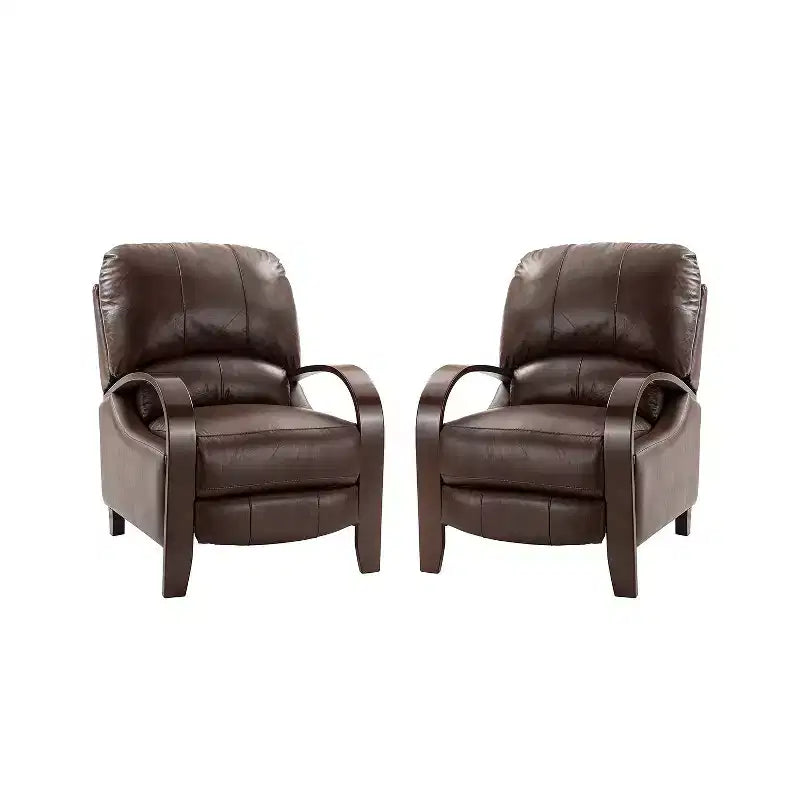 Lot de 2 fauteuils inclinables manuels en cuir véritable Alexandra | ART OF LIVING DESIGNS