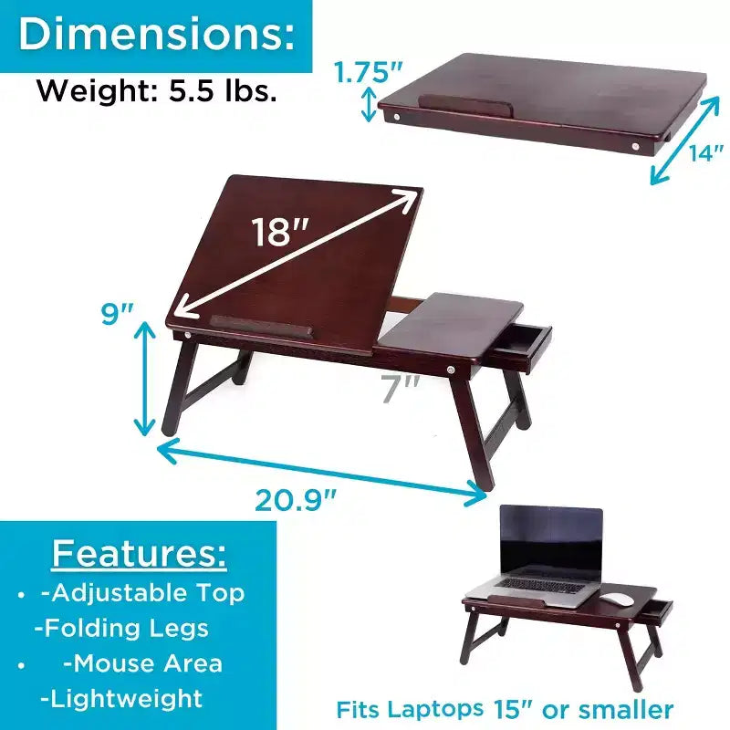 BirdRock Home Bamboo Laptop Bed Lap Tray - Natural
