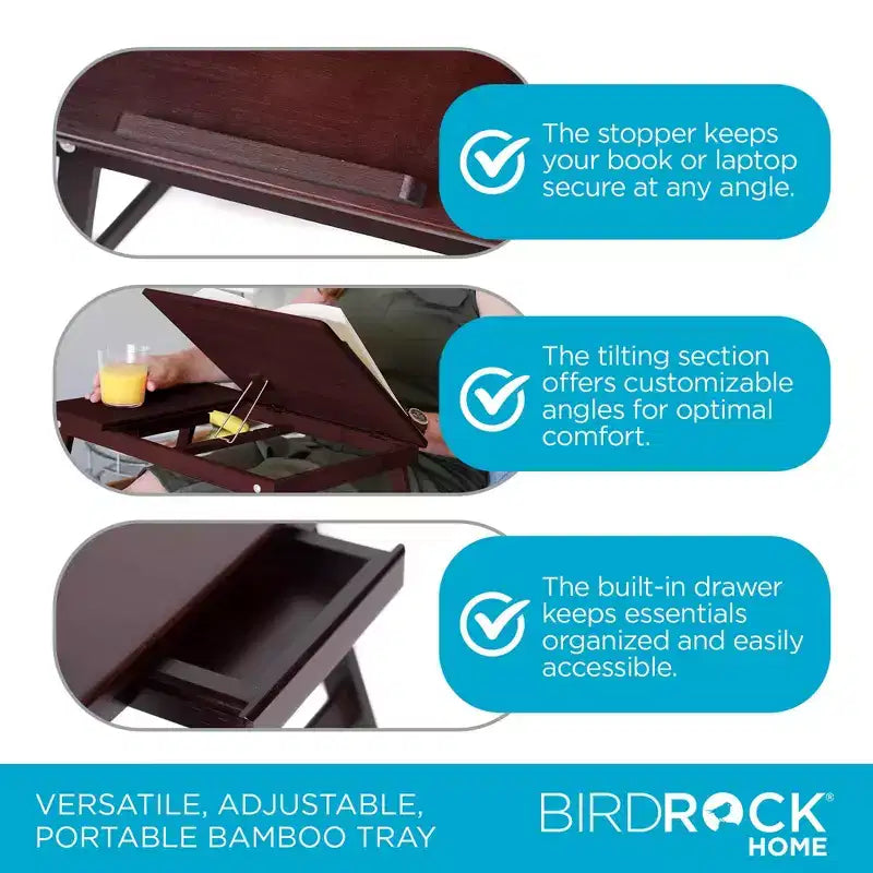 BirdRock Home Bamboo Laptop Bed Lap Tray - Natural
