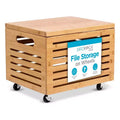 BirdRock Home Bamboo Rolling File Storage Organizer Box with Lid - Natural