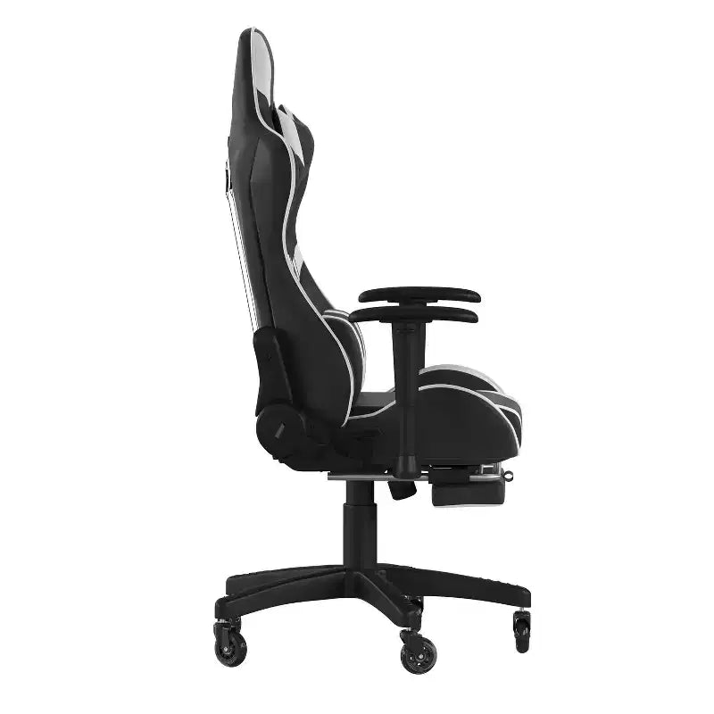 Flash Furniture X30 Gaming Chair Racing Computer Chair with Reclining Back, Slide-Out Footrest, and Transparent Roller Wheels