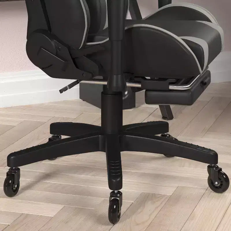 Flash Furniture X30 Gaming Chair Racing Computer Chair with Reclining Back, Slide-Out Footrest, and Transparent Roller Wheels