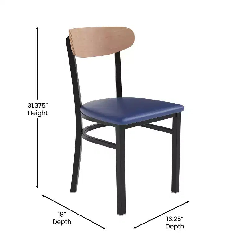 Flash Furniture Wright Commercial Grade Dining Chair with 500 LB. Capacity Steel Frame, Solid Wood Seat, and Boomerang Back