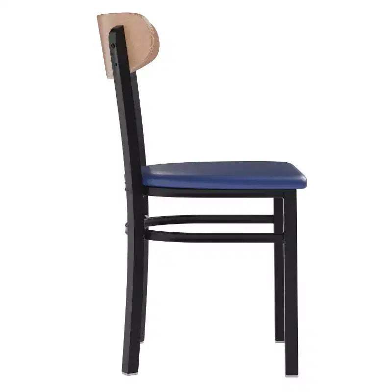 Flash Furniture Wright Commercial Grade Dining Chair with 500 LB. Capacity Steel Frame, Solid Wood Seat, and Boomerang Back