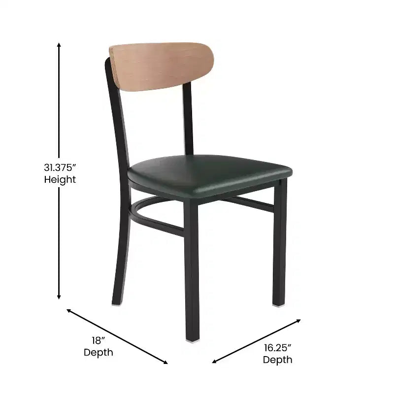 Flash Furniture Wright Commercial Grade Dining Chair with 500 LB. Capacity Steel Frame, Solid Wood Seat, and Boomerang Back