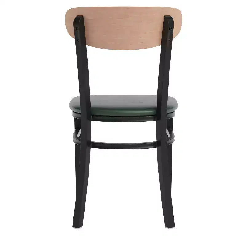 Flash Furniture Wright Commercial Grade Dining Chair with 500 LB. Capacity Steel Frame, Solid Wood Seat, and Boomerang Back
