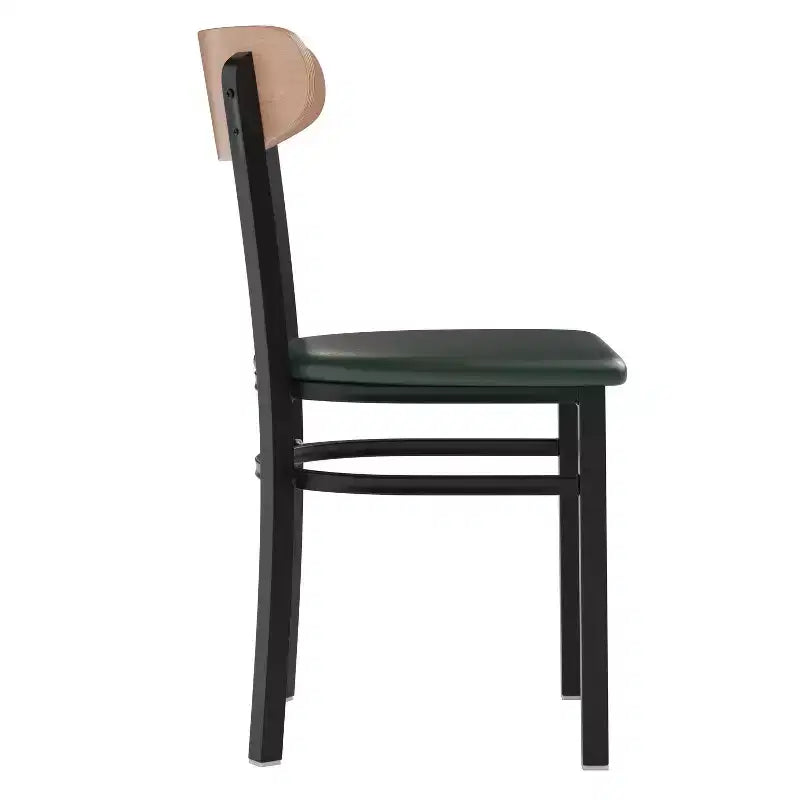 Flash Furniture Wright Commercial Grade Dining Chair with 500 LB. Capacity Steel Frame, Solid Wood Seat, and Boomerang Back