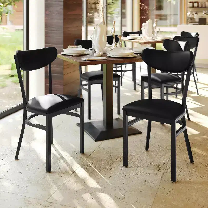Flash Furniture Wright Commercial Grade Dining Chair with 500 LB. Capacity Steel Frame, Solid Wood Seat, and Boomerang Back