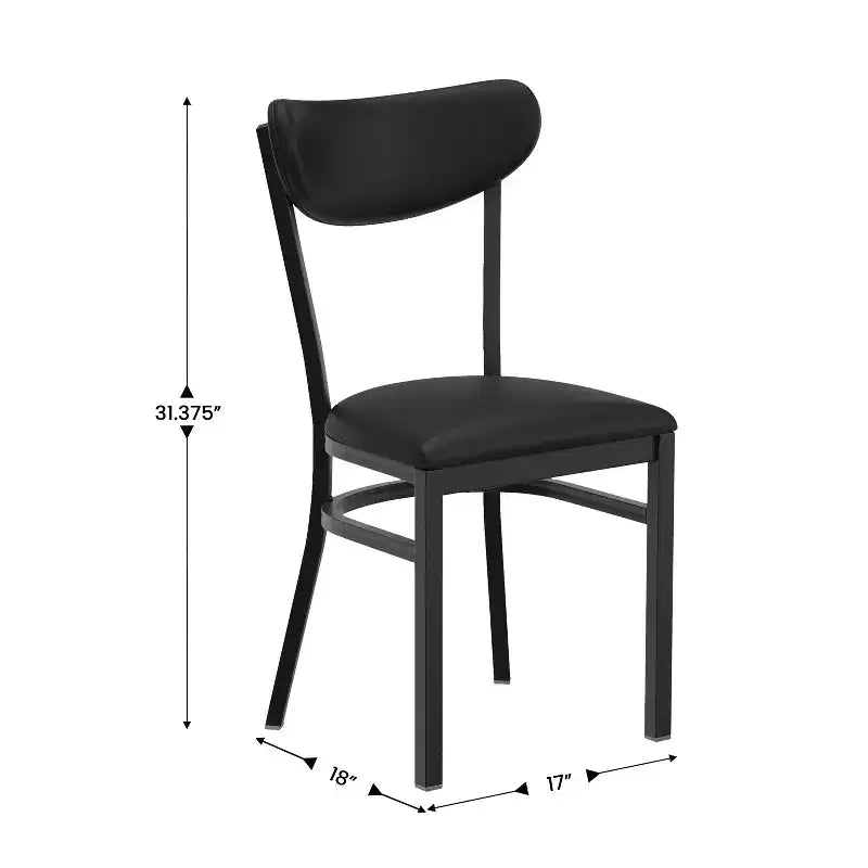 Flash Furniture Wright Commercial Grade Dining Chair with 500 LB. Capacity Steel Frame, Solid Wood Seat, and Boomerang Back
