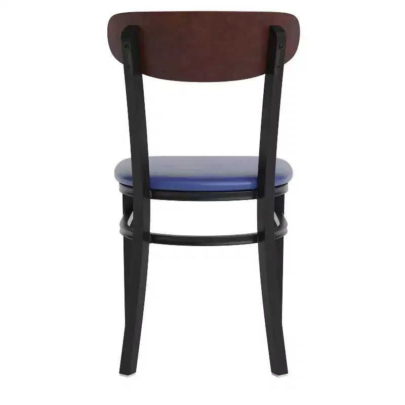 Flash Furniture Wright Commercial Grade Dining Chair with 500 LB. Capacity Steel Frame, Solid Wood Seat, and Boomerang Back