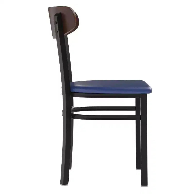 Flash Furniture Wright Commercial Grade Dining Chair with 500 LB. Capacity Steel Frame, Solid Wood Seat, and Boomerang Back