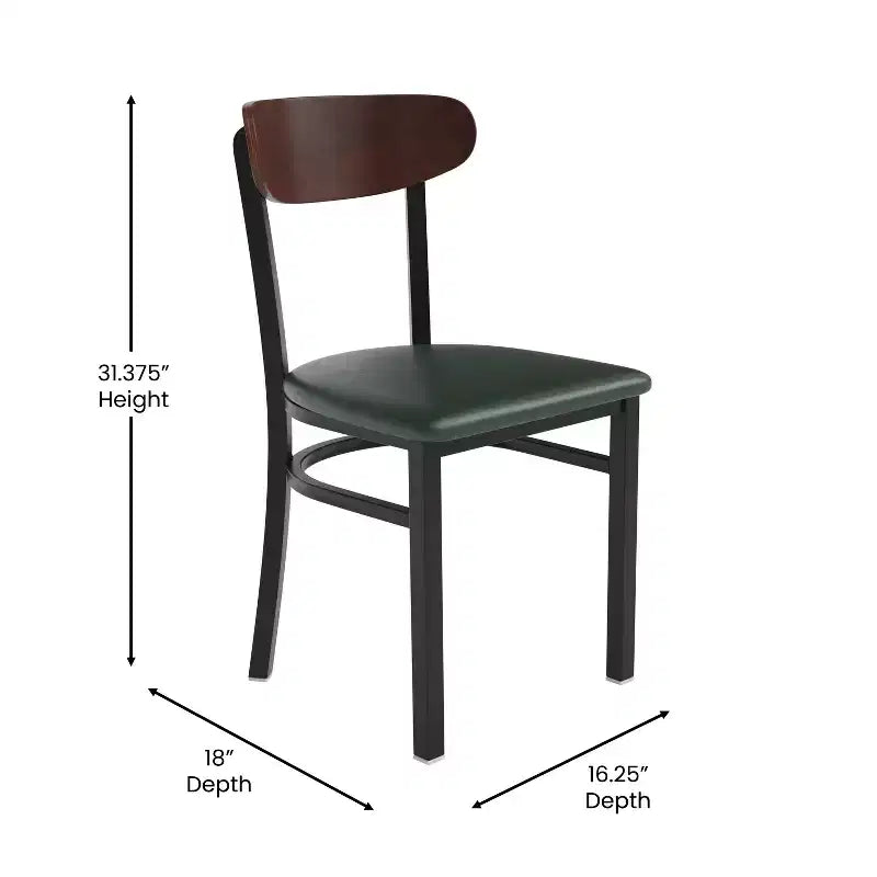 Flash Furniture Wright Commercial Grade Dining Chair with 500 LB. Capacity Steel Frame, Solid Wood Seat, and Boomerang Back