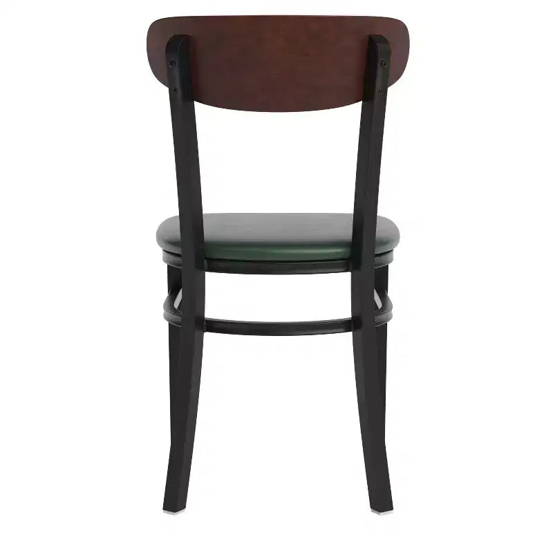 Flash Furniture Wright Commercial Grade Dining Chair with 500 LB. Capacity Steel Frame, Solid Wood Seat, and Boomerang Back
